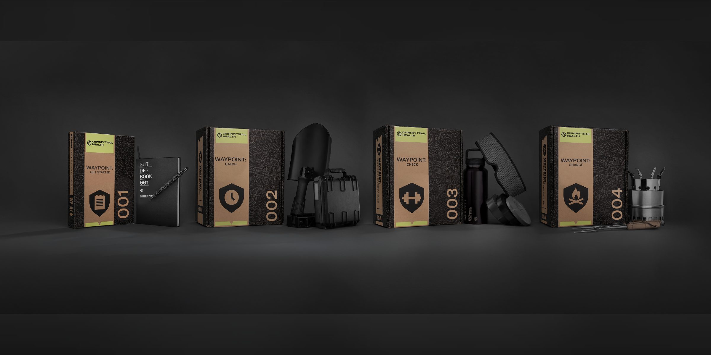 The four Flagship Series kits lined up with their contents